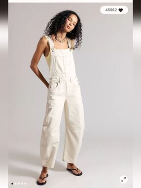 NWOT We The Free Good Luck Barrel Overalls ~ Milk